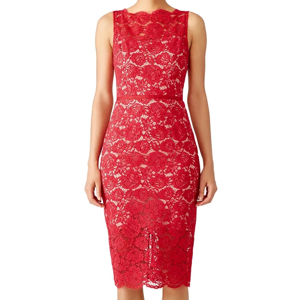 Nha Khanh Anna Red Lace Fitted Dress Size 6 New With Tags